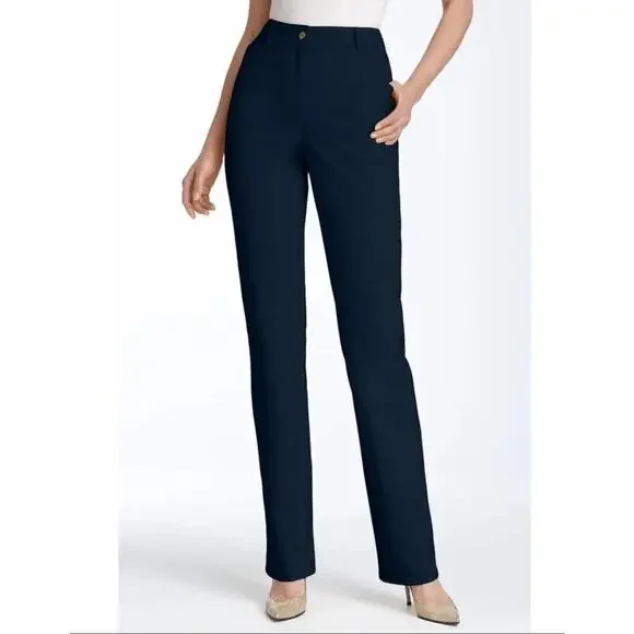 St. John Collection Twill Straight Leg Pant Size 6 Navy - Picture 1 of 10